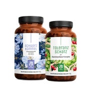 HIT DUO Paket: DAO Diaminoxidase, Quercetin, Katalase + Vitamin C & Schwarzkümmelöl + Vitamin E in einem veganen Bundle - SCHWARZKÜMMEL & TOLERANZSCHATZ - NATURTREU®  g