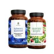 Produktabbildung: HIT DUO Paket: DAO Diaminoxidase, Quercetin, Katalase + Vitamin C & Schwarzkümmelöl + Vitamin E in einem veganen Bundle - SCHWARZKÜMMEL & TOLERANZSCHATZ - NATURTREU® g