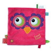 Label-Label Square viereckiges Schmusetuch / Schnuffeltuch mit Etiketten Eule 1 St