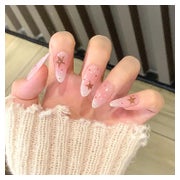 Press on Nails 24 Mandel Vollabdeckung Sternenmuster Milchig 1 St