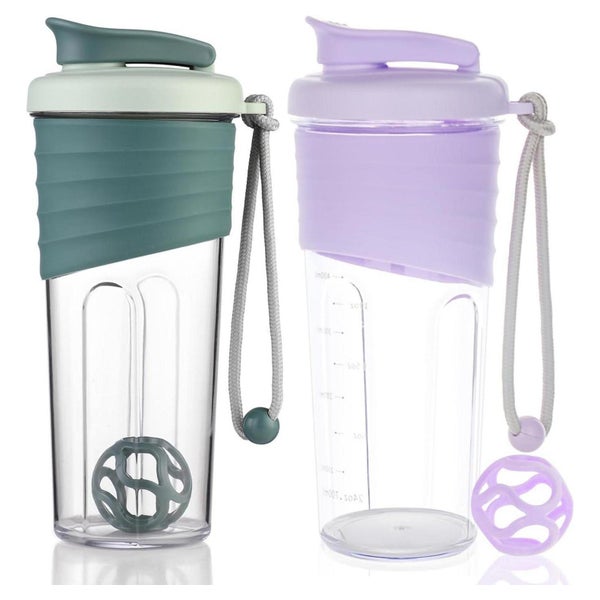Proteinshaker 2 Stück Tritan Rührball Eiweiß 700ml Blau und 1 St