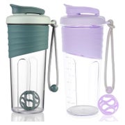 Proteinshaker 2 Stück Tritan Rührball Eiweiß 700ml Blau und 1 St