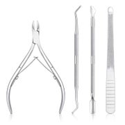 MELLIEX Nagelhautschieber Set, 4-teilig, Edelstahl Nagelhautentferner