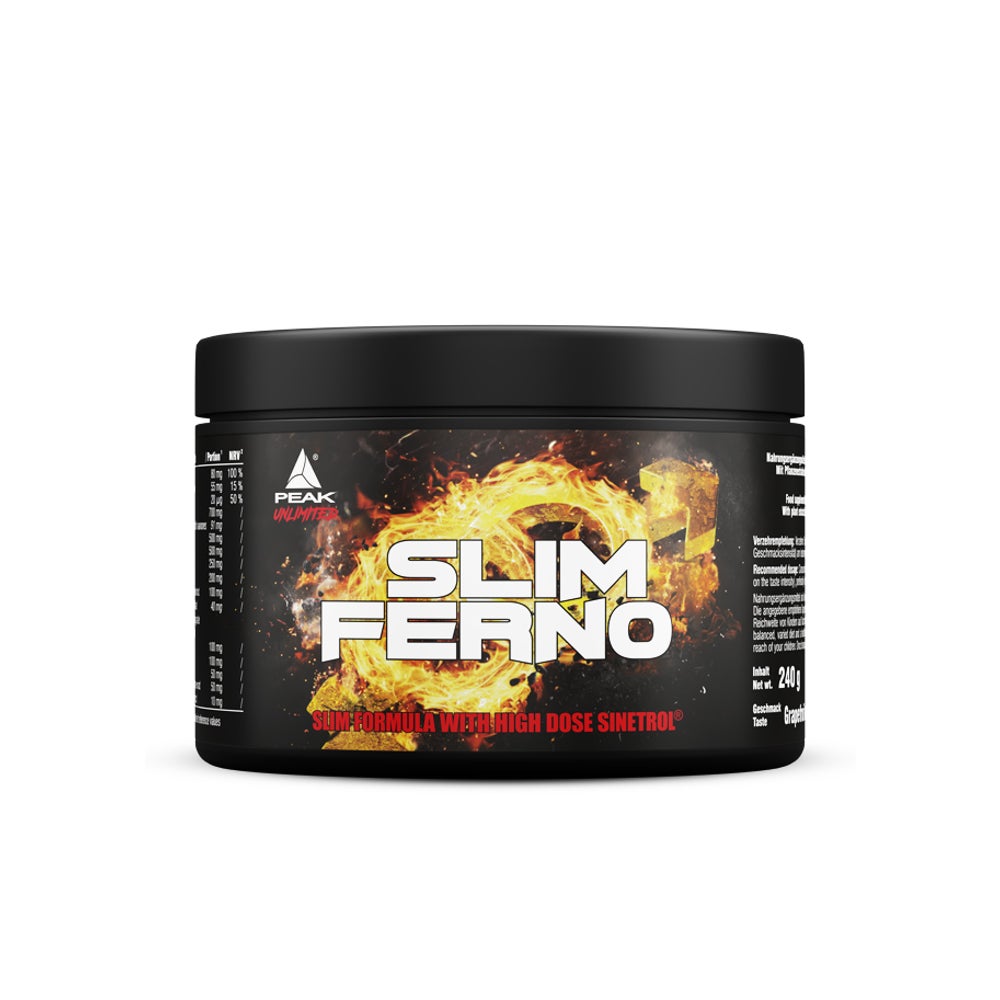 PEAK Slimferno - 240g - Geschmack Grapefruit Lemon I 40 Portionen I Pulver I Sinetrol XPUR I mit Vitamin C I Chrom I Cholin I Diätunterstützung I Energiestoffwechsel I vegan 240 g