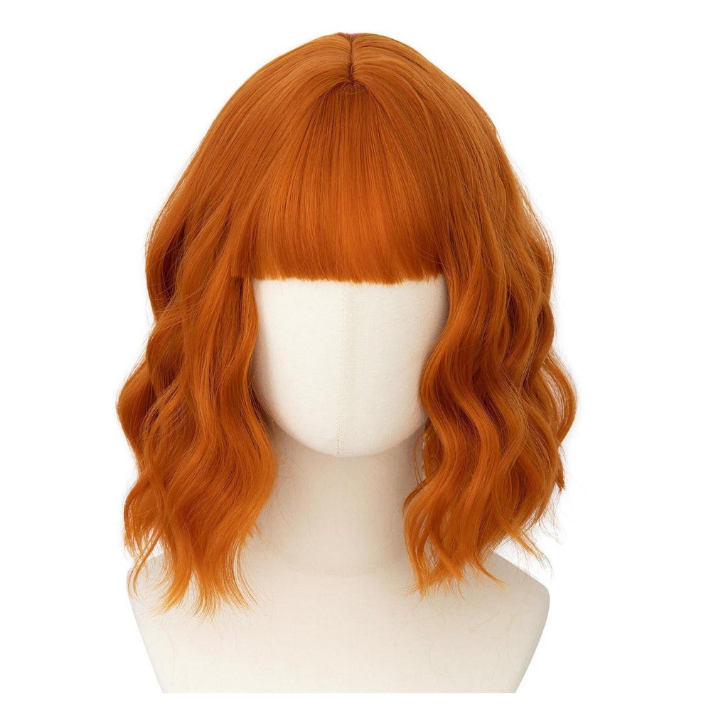 Perücken Orange 12 Zoll Bob Lockig Pony #8 Orange mit Franse 1 St