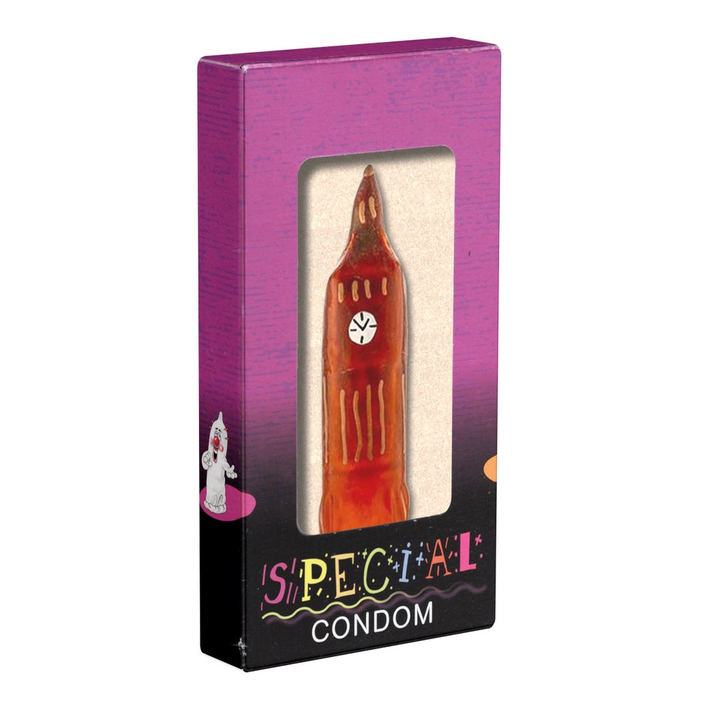 Scherzkondom Big Ben XL – handbemalt, britisches Flair (1 Stück) 1 St