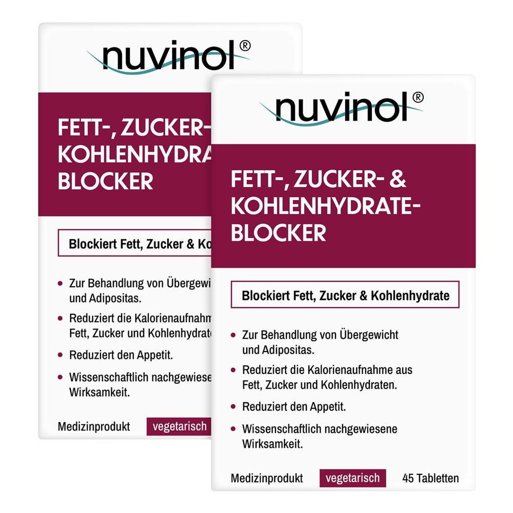 nuvinol® Fett-, Zucker- & Kohlenhydrate-Blocker Doppelpack 2X45 St