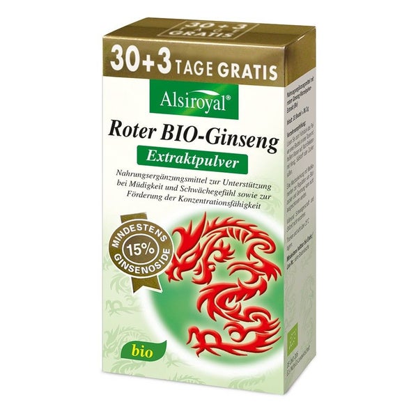 Alsiroyal Roter BIO-Ginseng Extraktpulver 30+3 Btl. 15% Ginsenoside 33 g