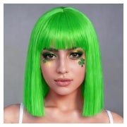 Perücke Bob Synthetik Kurz Grün Pony 13 grün-13''straight en 1 St