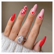 Falsche Nägel Acryl Press On 24Pcs Herz Liebe Rosa Rot-Pink 1 St