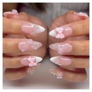 Press On Nails Kurz Almond French Rosa Perle Y2K AKC15 1 St