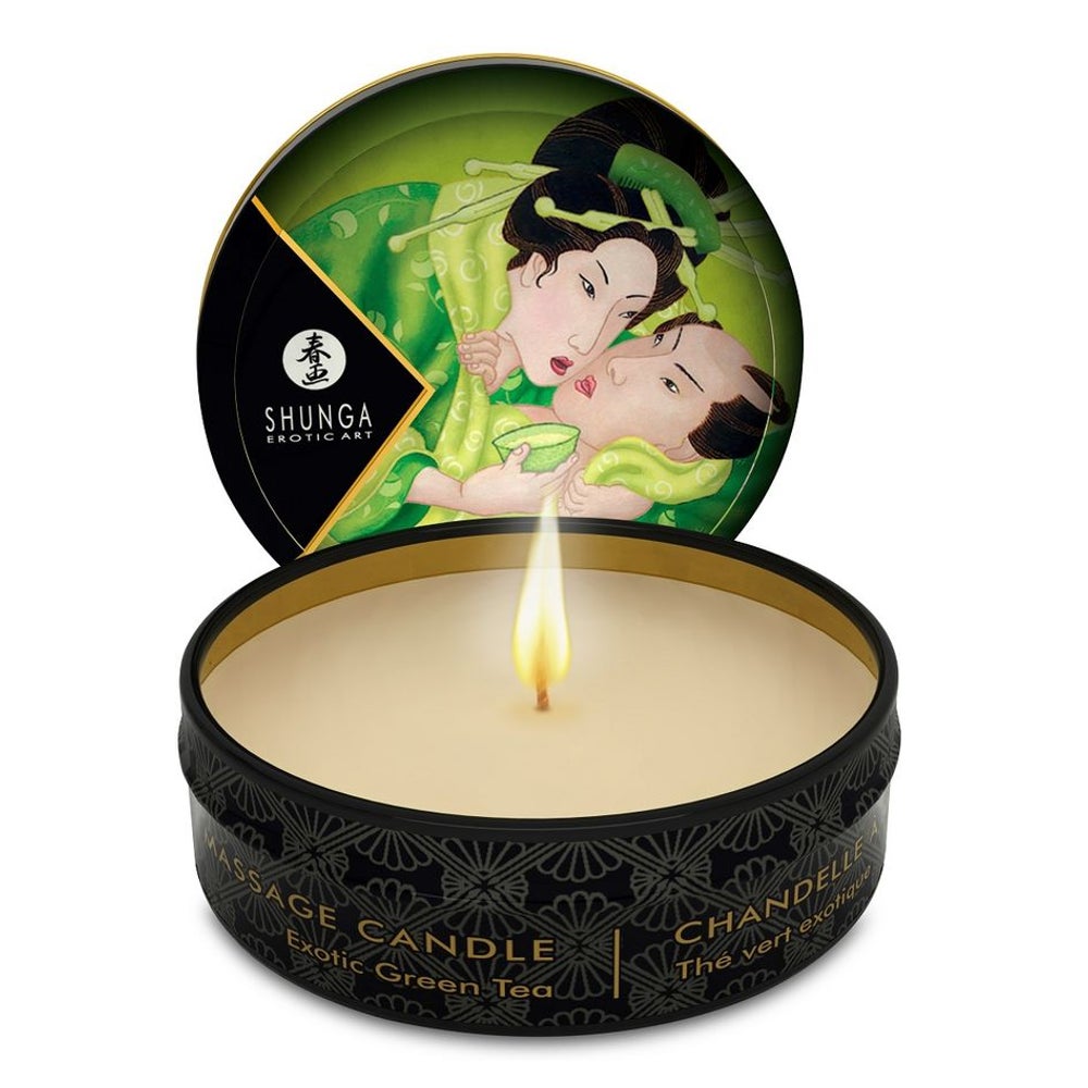 Shunga Erotic Art - "Mini CaresstGrüner Tee-Massagekerze 30 ml