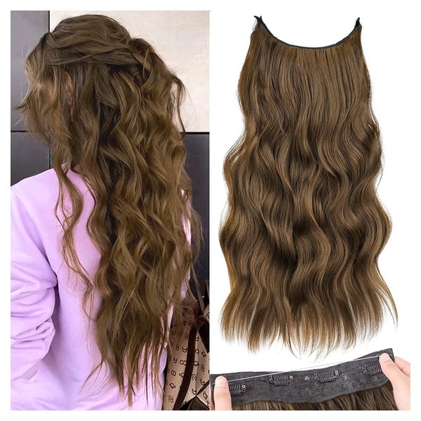 Extensions Gewellt 4 Clips Synthetik 20 Zoll Braun Kastanien 1 St