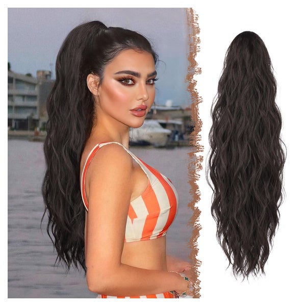 Pferdeschwanz Haarteil Zopf Extensions Clip 4# Schwarz Braun 1 St