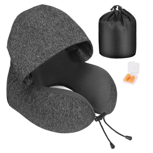 Nackenkissen Memory Foam Reisekissen mit Haube für 1 St