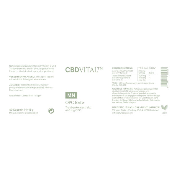 CBD VITAL OPC forte gegen freie Radikale mit Vitamin C 60 St