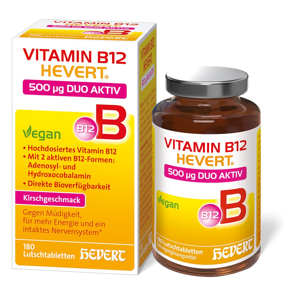 Vitamin B12 Hevert 500 µg Duo Aktiv Lutschtabl. 180 St