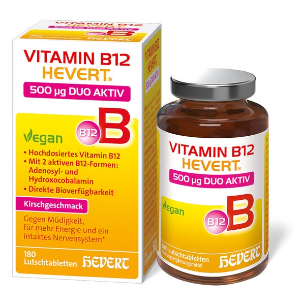 Vitamin B12 Hevert 500 µg Duo Aktiv Lutschtabl. 180 St