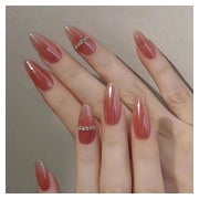 Falsche Nägel Rosa Stiletto Mandel Lang 24PCS 4 1 St