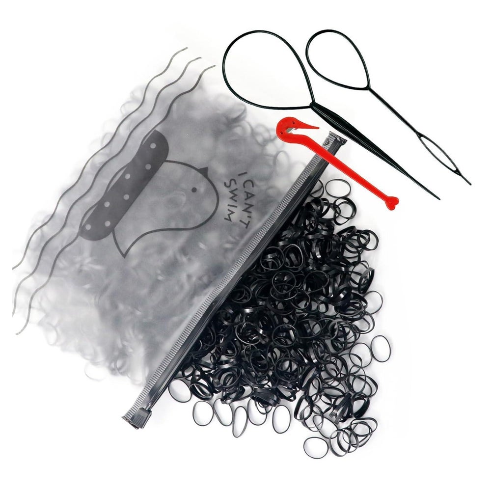 1000 Stück Mini Haargummis Schwarz Gummi Haarbänder+Flechthi 1 St