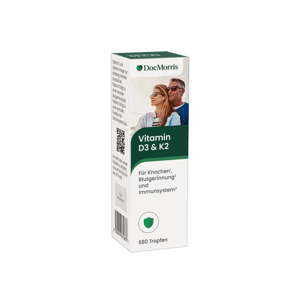 DocMorris Vitamin D3 + K2 Tropfen - Hochdosiertes Kombipräparat, 20 µg D3 & K2 pro Tropfen, 20 ml