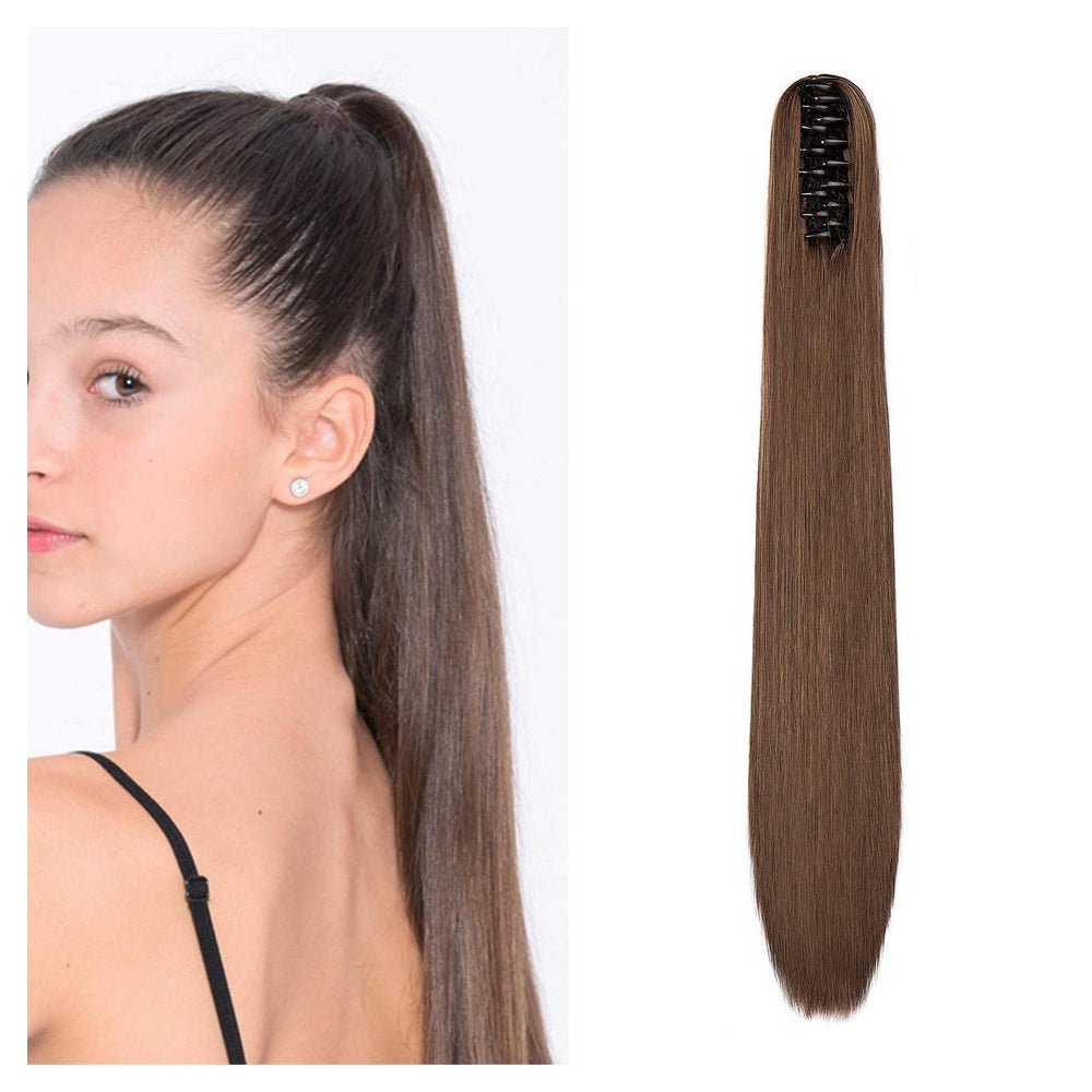 Pferdeschwanz Haarteil Clip Ponytail 55 cm 130g Dunkelbraun& 1 St