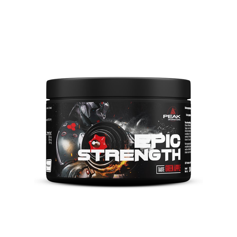 PEAK Epic Strength - 240g - Geschmack Green Apple I 30 Portionen I Creatin (Kreatin) I Creapure ® I Beta Alanin I WATTS'UP ® I Kraftsteigerung I Kraftausdauer I vegan 240 g
