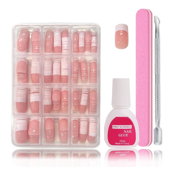 Falsche Nägel Set 240 französisch Aufkleben kurz French Shor 1 St
