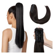 Haarverlängerung Echthaar Pferdeschwanz Zopf Remy 50cm #1B S 1 St