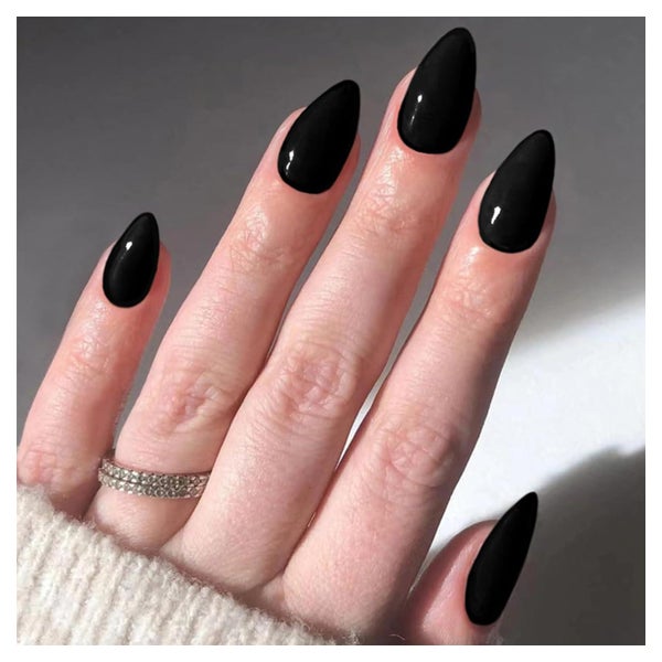 Fingernägel Press On Nails Mandel 24 Stück Schwarz 1 ml (1er 1 St