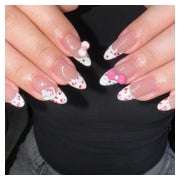 Klebenägel 24 Mandel kurz weiß Blume französisch Damen Pink 1 St