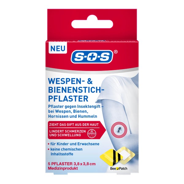 SOS Wespen- & Bienenstich-Pflaster | Soforthilfe | 5 Stk. 5 St