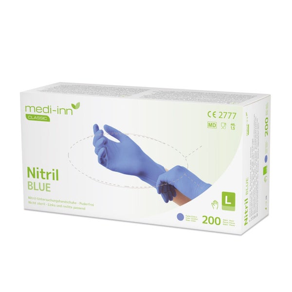 Medi-Inn Nitril blue Einmalhandschuhe Big Box, blau, puderfrei, 200er Pack, Gr. L 2000 St