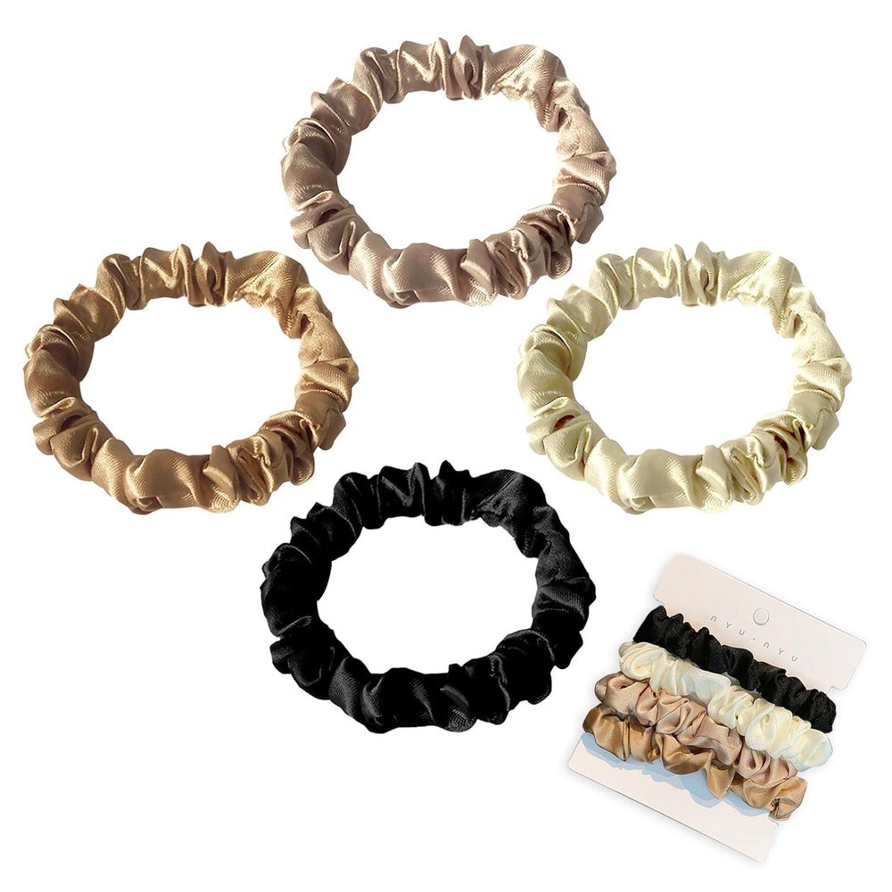 4er Set Seide Satin Scrunchies Haargummi in 4 Farben - Haars 1 St
