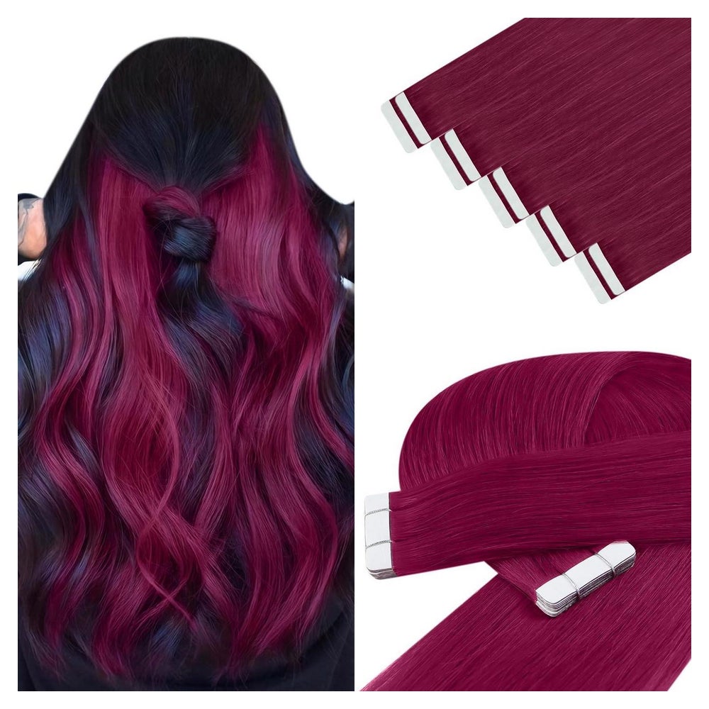 Tape Extensions Echthaar Burgundy Rot Invisible Skin 50 cm 1 1 St