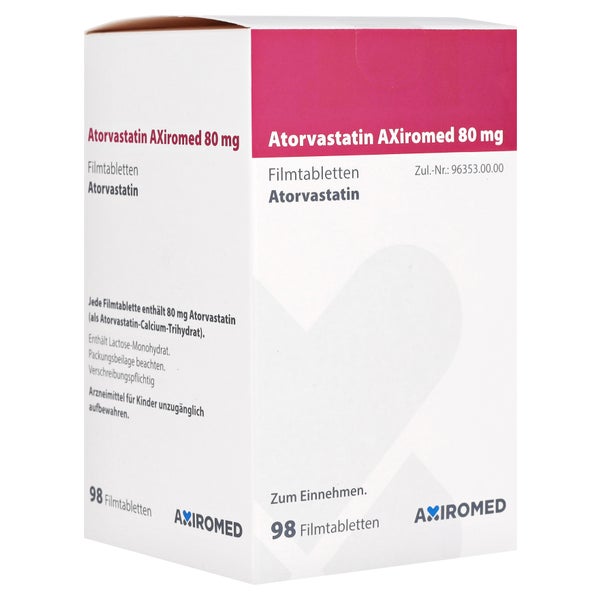 ATORVASTATIN AXiromed 80 mg Filmtabletten Dose 98 St