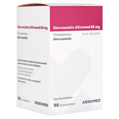 ATORVASTATIN AXiromed 80 mg Filmtabletten Dose 98 St mit E-Rezept ...