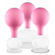Pulox Schröpfgläser aus Echtglas mit Saugball - Set Trio groß in Pink: 40mm, 52mm, 62mm 3 St