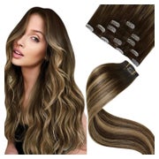 Haarverlängerung Clip in Echthaar Braun Balayage 40cm-5PCS 3 1 St