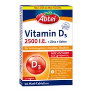 Produktabbildung: Abtei Vitamin D3 2500 I.E. + Zink + Selen Mini-Tabletten 50 St