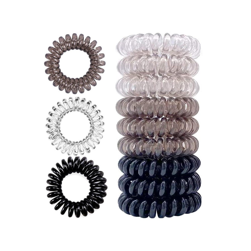 9er Set Telefonkabel Haargummis Spirale 3 Farben groß klein 1 St