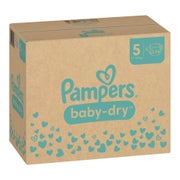 Pampers Baby Dry Windeln Größe 5 Junior, 11-16 kg – Stop-&-Schutz-Täschchen - 1 Monatsbox = 174 Windeln 174 St