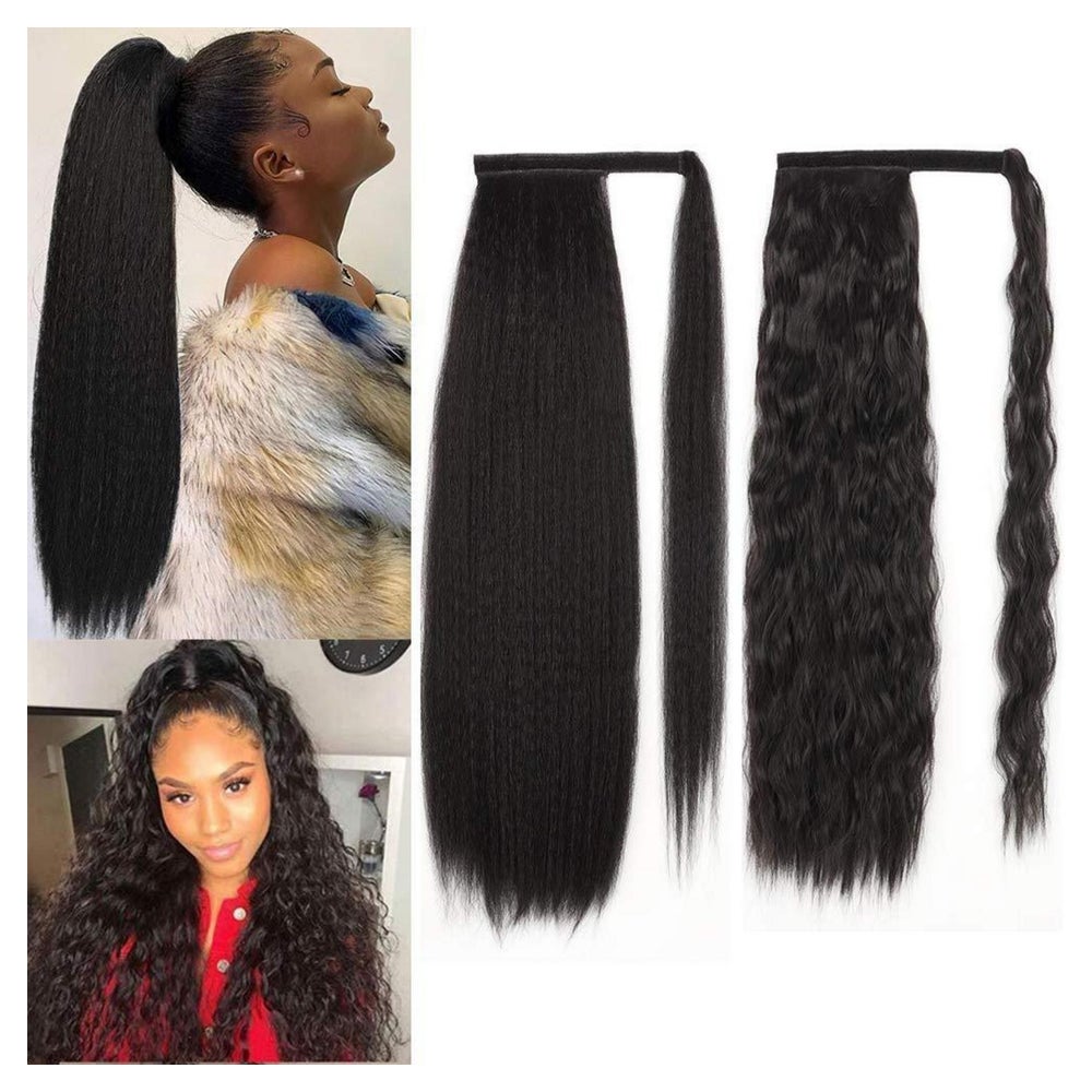 Ponytail Haarteil Clip in Extensions Kunsthaar Schwarz Yaki+ 1 St