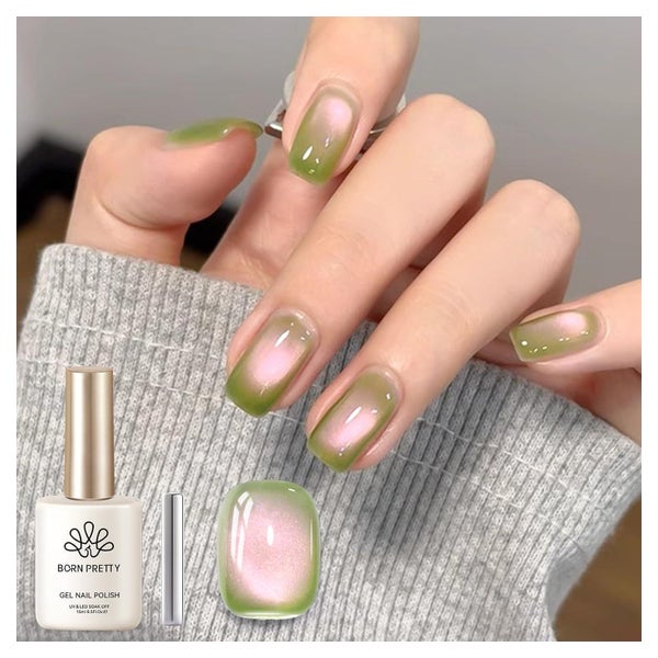 Nagellack Magnetic Cat Eye Gel UV Grün Rosa Nagelkunst Guave 1 St