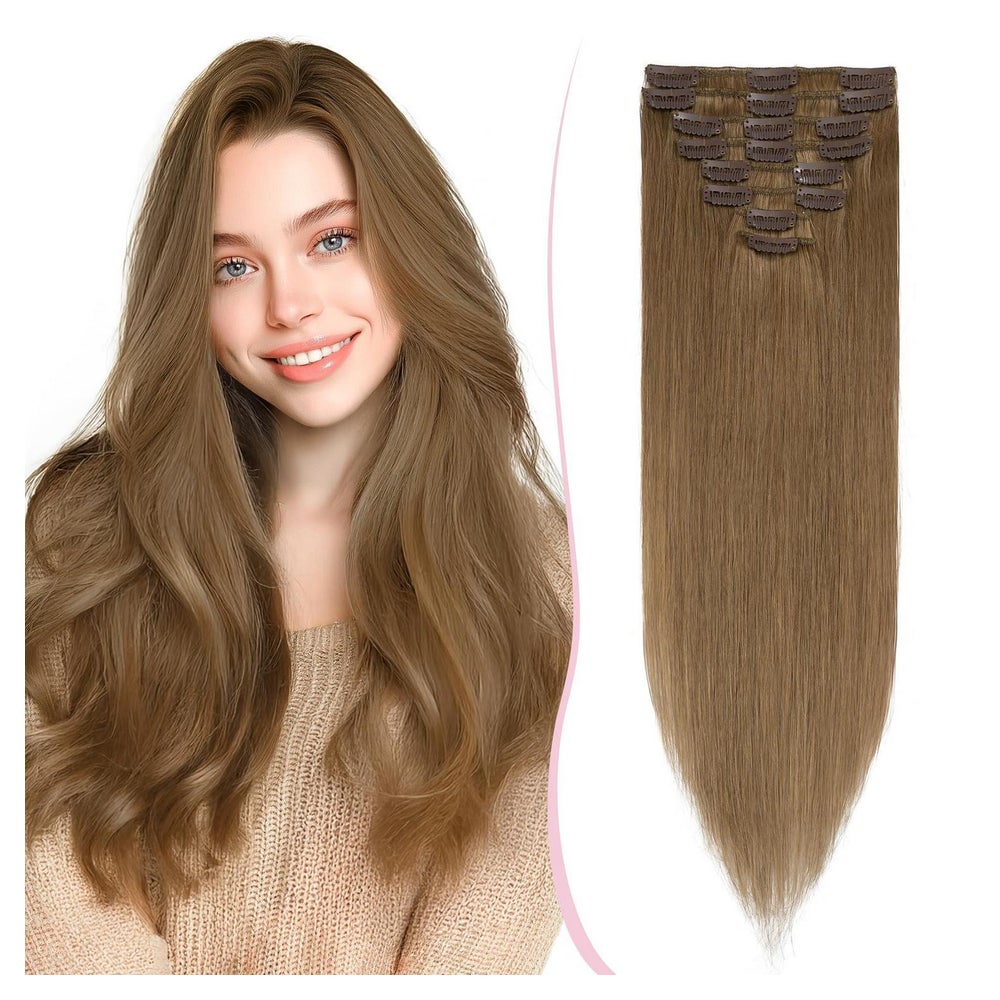Haarverlängerung Remy Clip in Haarteil 8 50 cm - 70 g 06#Hel 1 St