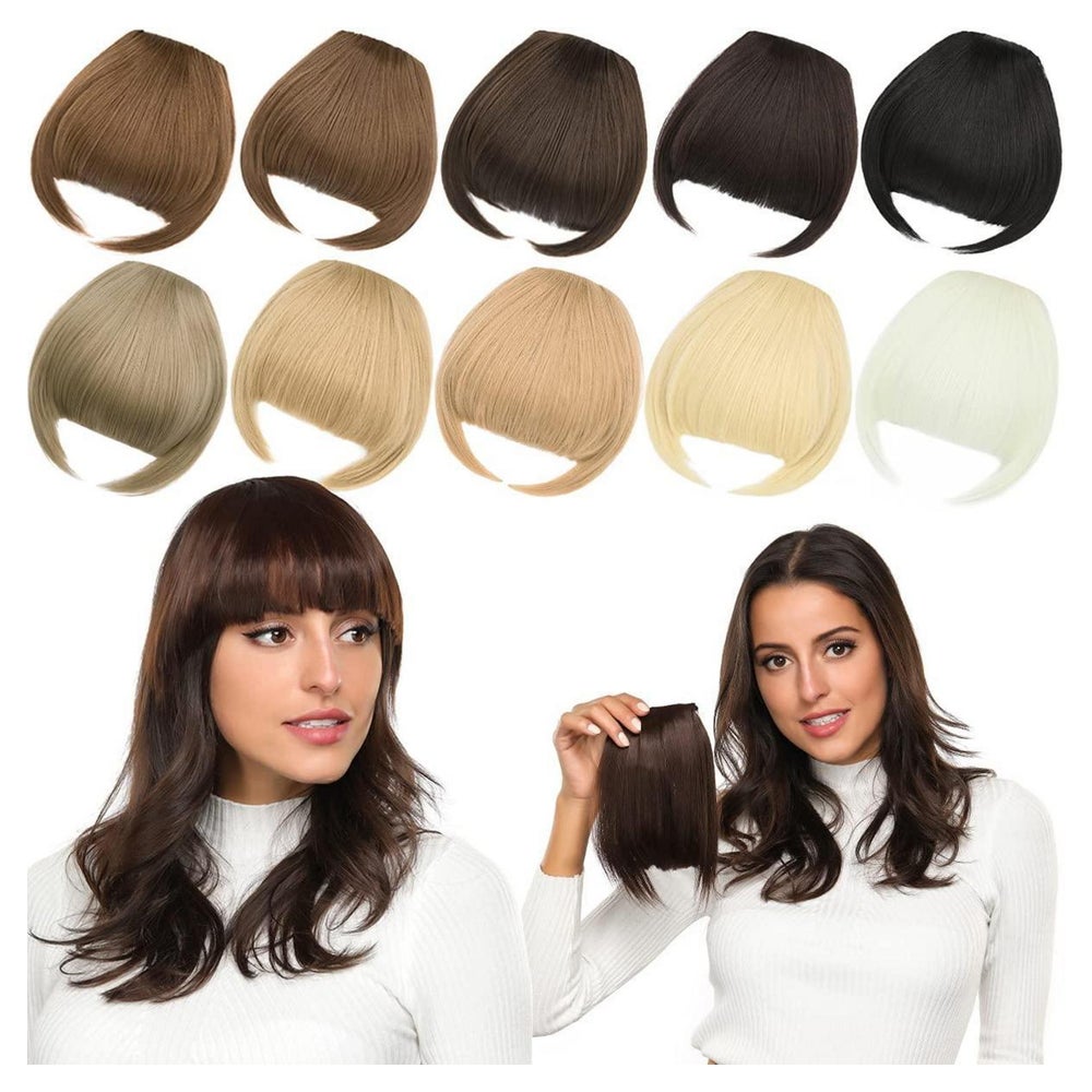 Clip in Pony Haarteile Fringe Flat Bang Schläfen Schokoladen 1 St