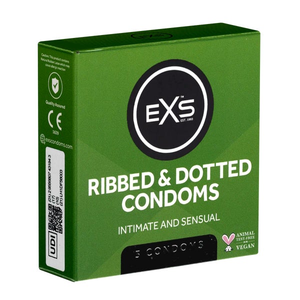 «Ribbed & Dotted» Kondome - 3er Pack, gerippt und genoppt (3 Kondome) 3 St