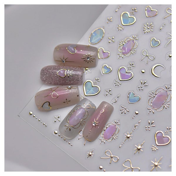 Nagelsticker 3D selbstklebend Herz Schleife Mond Stern Nail 1 St