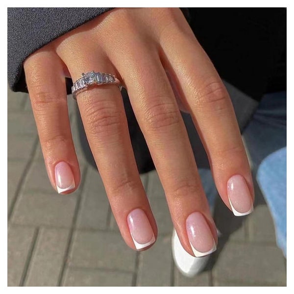 Künstliche Nägel 24 Quadratisch Fake Shimmer French White &a 1 St