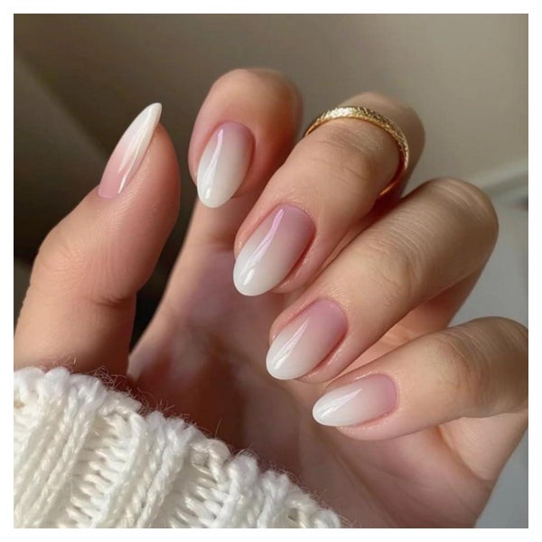Künstliche Nägel Kurz French Ombré Rosa Weiß Mandel Set 24 O 1 St